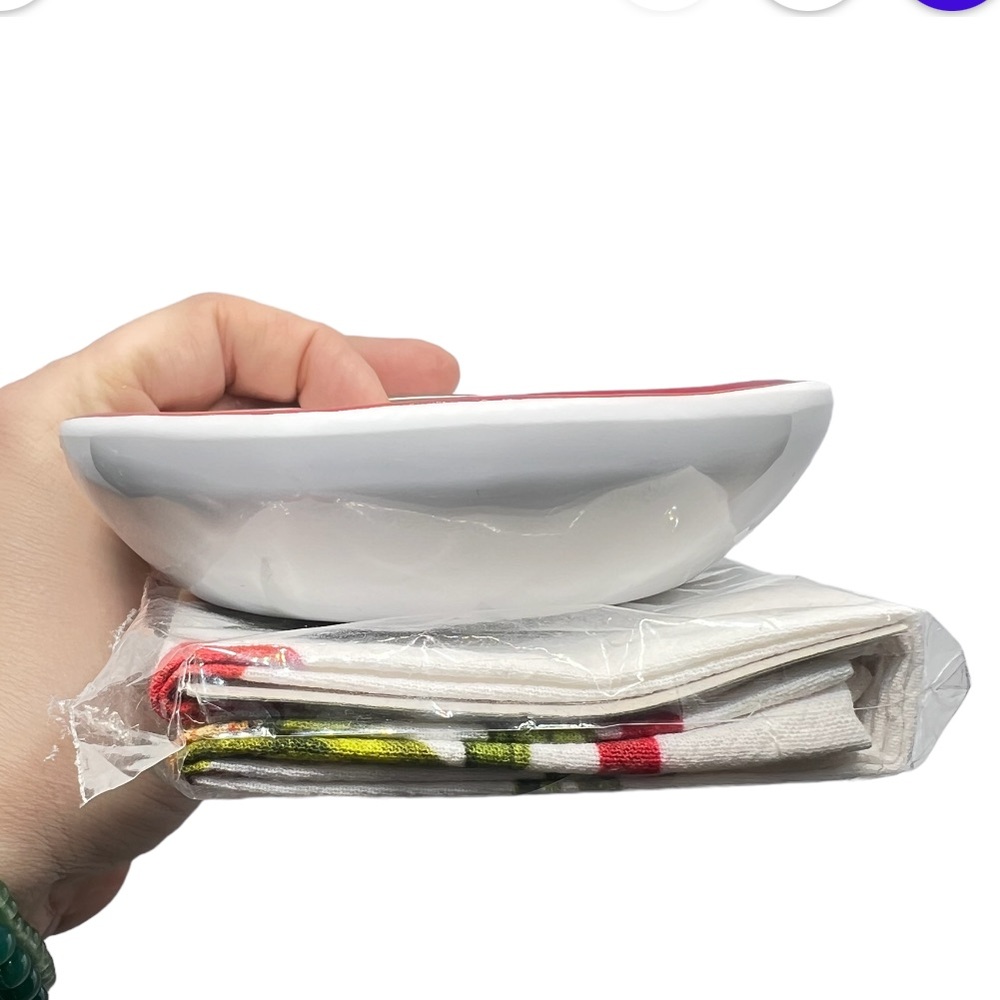 Le Cadeaux Art de La Table Vischio Melamine Spoon Rest & Tea Towel Set Floral - Picture 7 of 10
